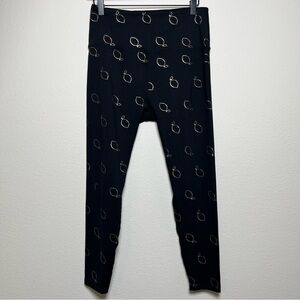 Beyond Yoga Women Lemon Leggings Large Black Ankle High Rise‎ Sparkle Casual